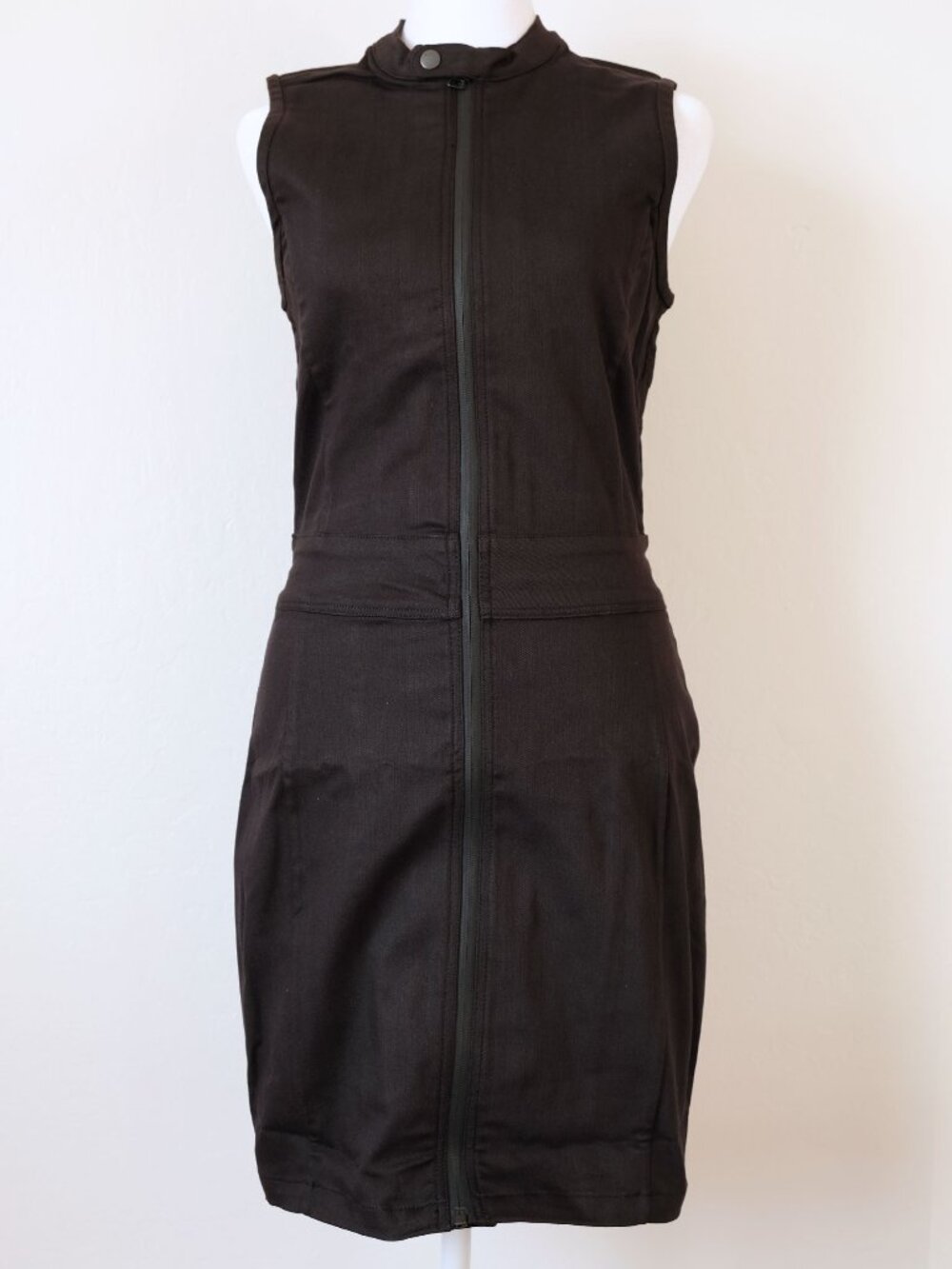 NWT G-Star RAW Lynn Lunar Slim Zip Front Black Moto Denim Mini Dress